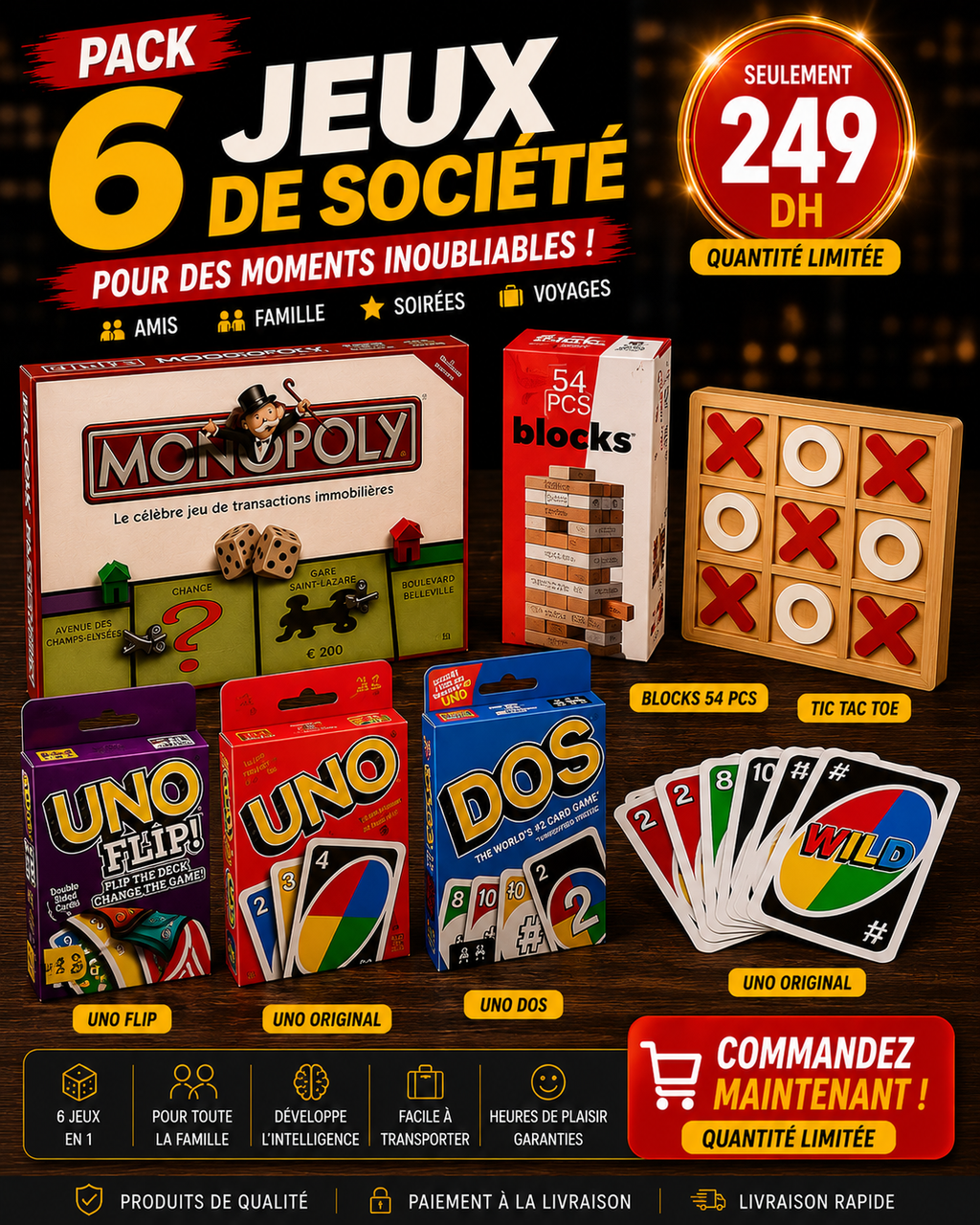 pack 6 jeux de société
